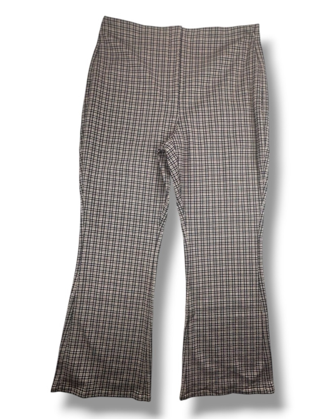 Theory Black and Tan Plaid High-Rise Kick Flare Pants Size 12